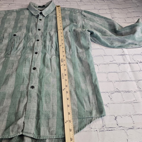 Vintage Levi's Sutter Creek Flannel Shirt Large Long Sleeve Gingham Green Flawed - Picture 6 of 10